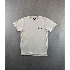 A24 Logo Graphic T-Shirt Mens Small Cream Short Sleeve Cotton Made in USA